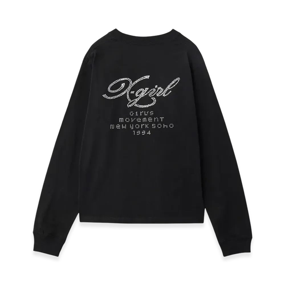 X-Girl Rhinestone Combination Logo L/S Tee "Black"