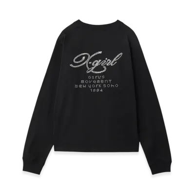 X-Girl Rhinestone Combination Logo L/S Tee "Black"