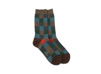 Yohji Yamamoto Y's BLOCK PLAIN STITCH DESIGNED BLOCK SOCKS "Brown"