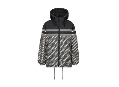 Dior Women's Oblique Quilted Technical Taffeta Reversible Long Down Jacket "Blue/Ecru"