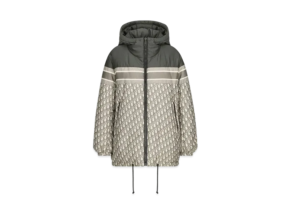 Dior Women's Oblique Quilted Technical Taffeta Reversible Long Down Jacket "Grey"