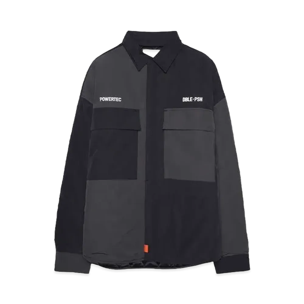 TAIN DOUBLE PUSH DIFFERENT MATERIAL SHIRTS "BLACK"
