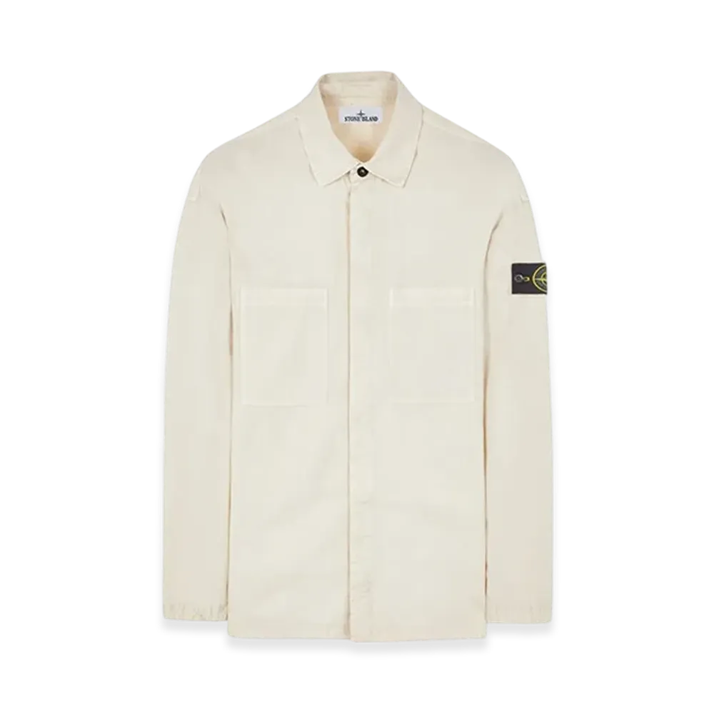 Stone Island 112Wn Brushed Cotton Canvas Garment Dyed Overshirt - 23FW "Stucco"