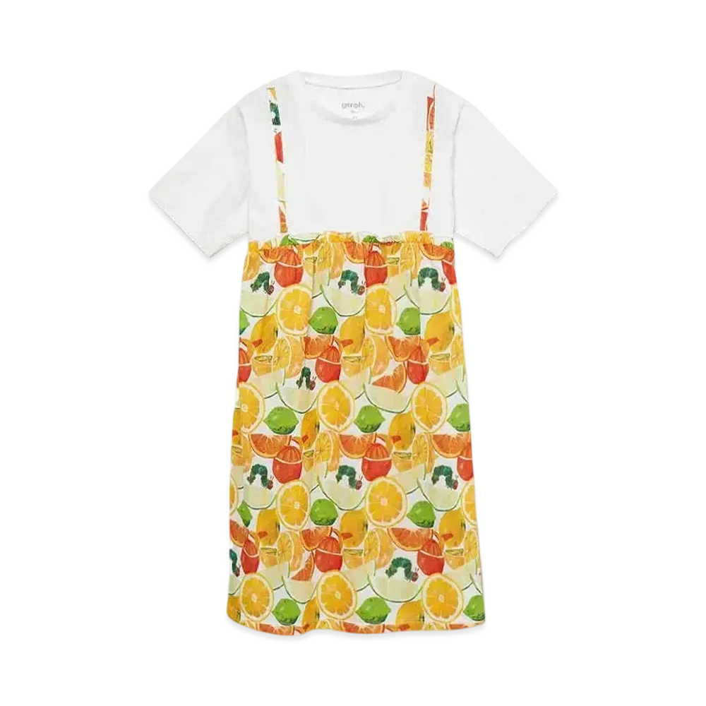 graniph x Eric Carle Citrus Pattern Kids Layered One Piece "Off White"