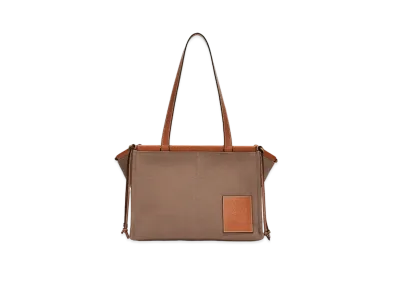 LOEWE Small Cushion Tote Bag In Canvas and Calfskin "Taupe"