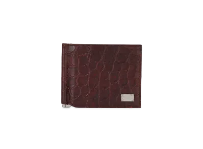 Dolce&Gabbana Bifold Wallet Crocodile Money Clip & Logo Plate "Bordeaux"