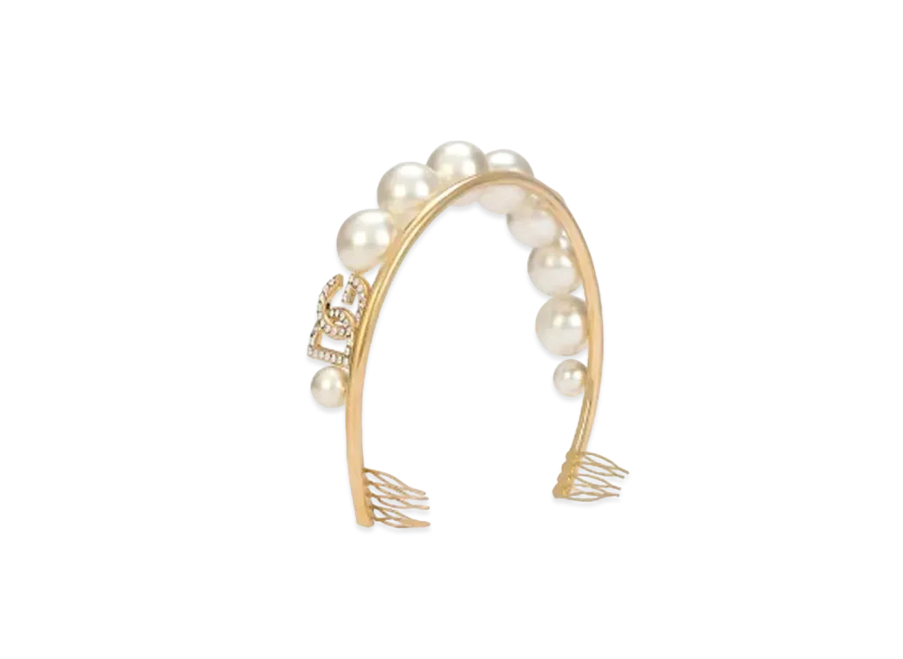 Dolce&Gabbana Tiara With Maxi-Balls And Rhinestone DG Logo "Gold"