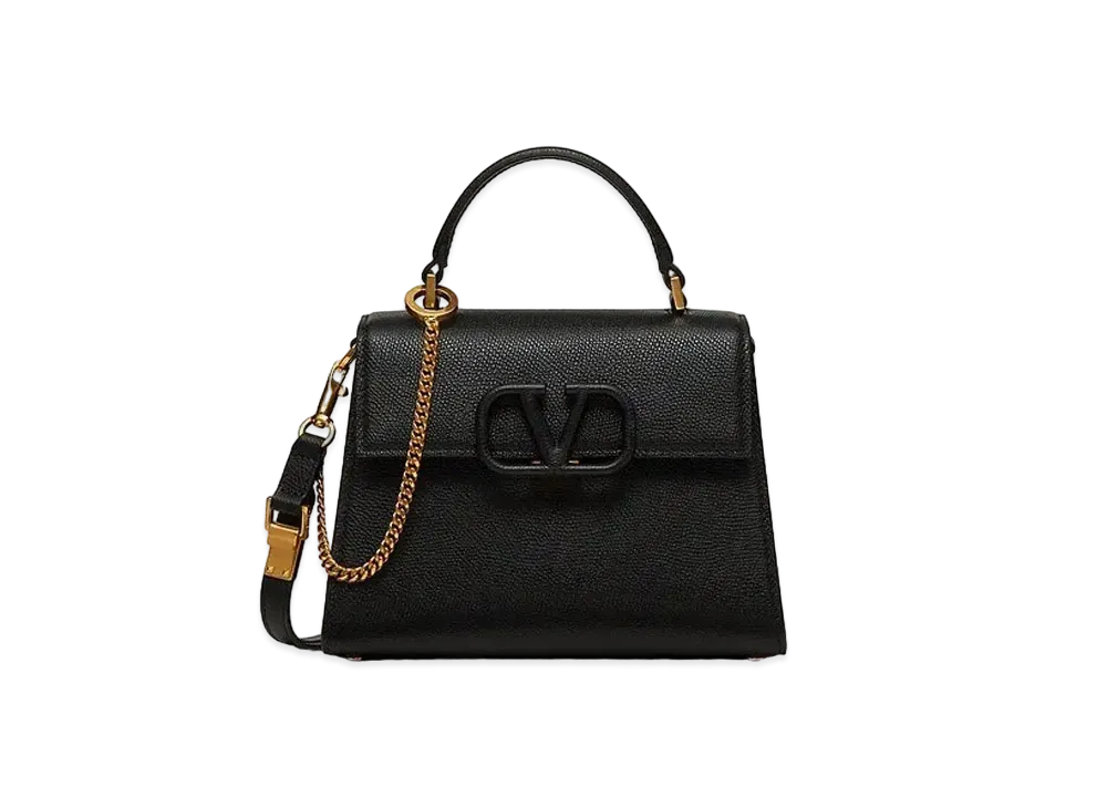Valentino Small Vsling Grainy Calfskin Handbag "Black"