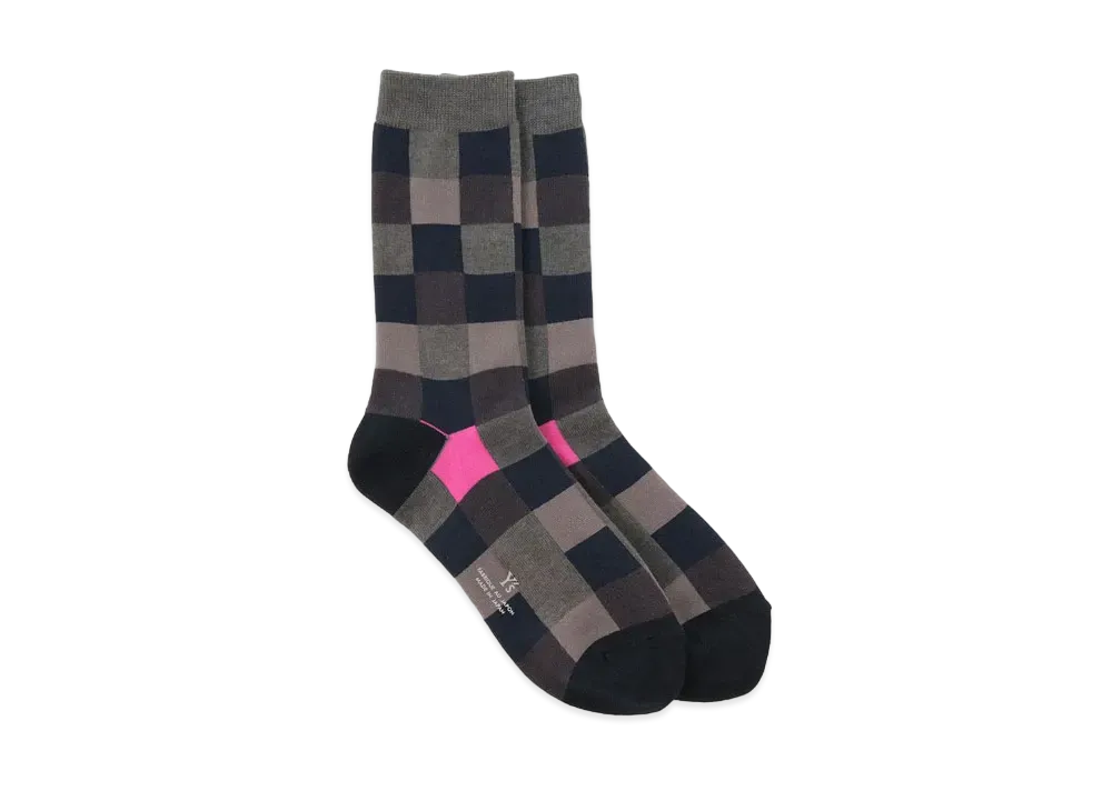Yohji Yamamoto Y's BLOCK PLAIN STITCH DESIGNED BLOCK SOCKS "Black"
