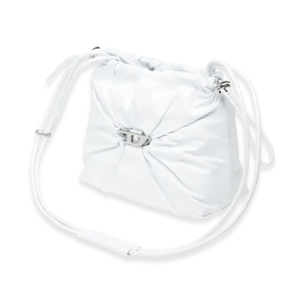 Diesel Scrunch-D Bucket Scrunch-D-Bucket Bag In Shiny Wrinkled Leather "White"