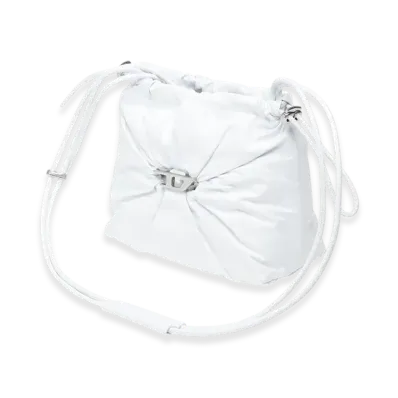 Diesel Scrunch-D Bucket Scrunch-D-Bucket Bag In Shiny Wrinkled Leather "White"