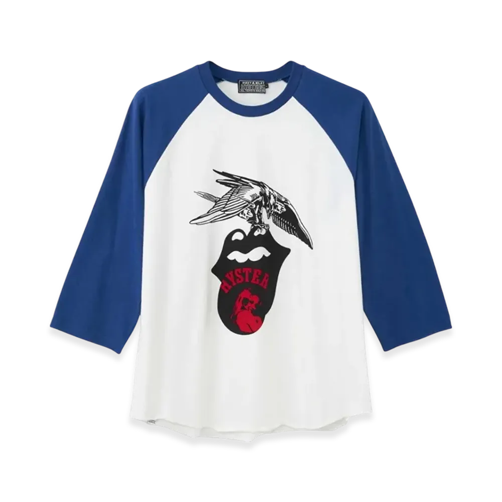 HYSTERIC GLAMOUR x The Rolling Stones 1975 Three Quarter Sleeve T-Shirt "Blue"