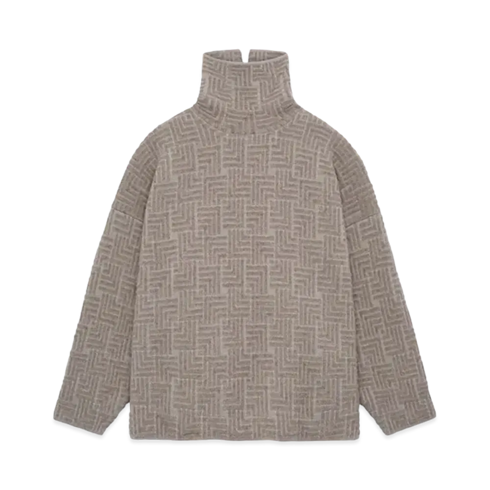 FEAR OF GOD ESSENTIALS Wool Jacquard High Neck Sweater "Moose"
