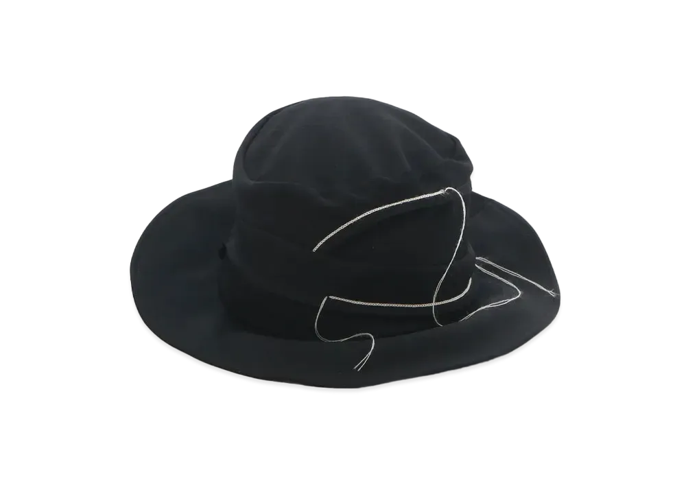 Yohji Yamamoto Y's WOOL GABARDINE CHAIN STITCH HAT "Black"