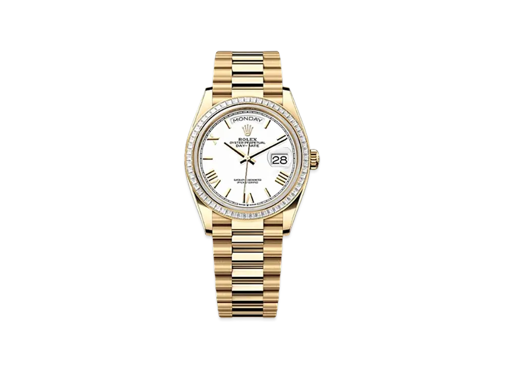 ROLEX Day-Date 36mm Yellow Gold Diamond 128398TBR "White"