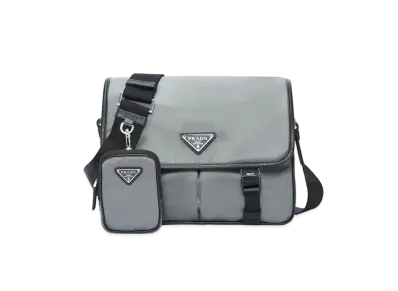 PRADA Nylon Shoulder Bag "Gray/Black"