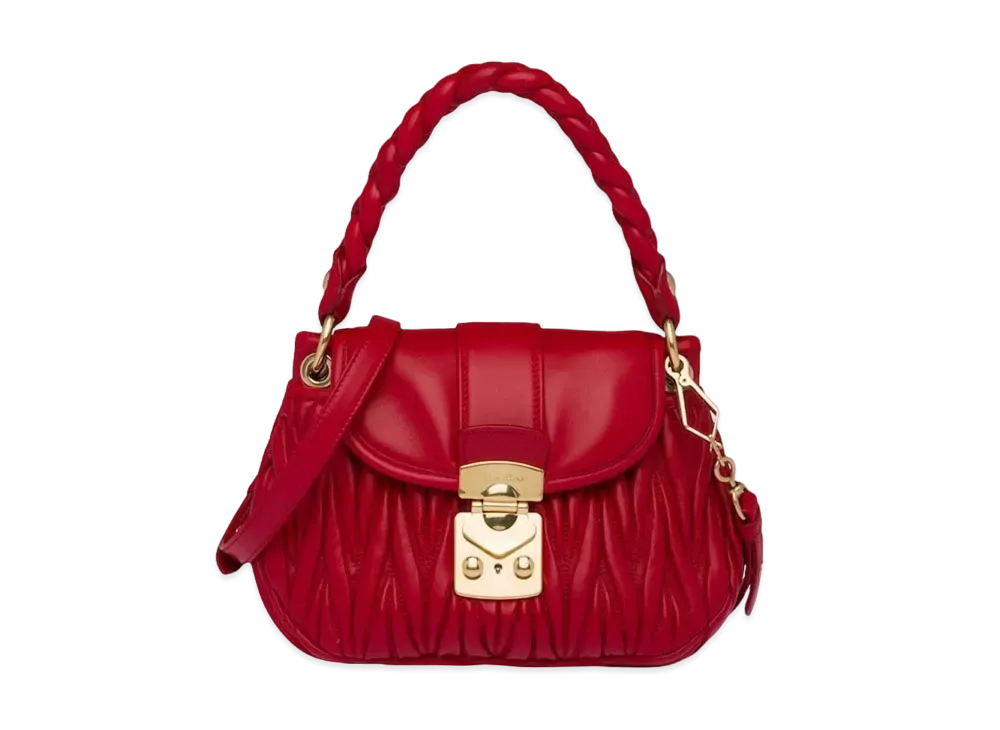 MIU MIU Miu Cofer Materasse Leather Handbag "Red"