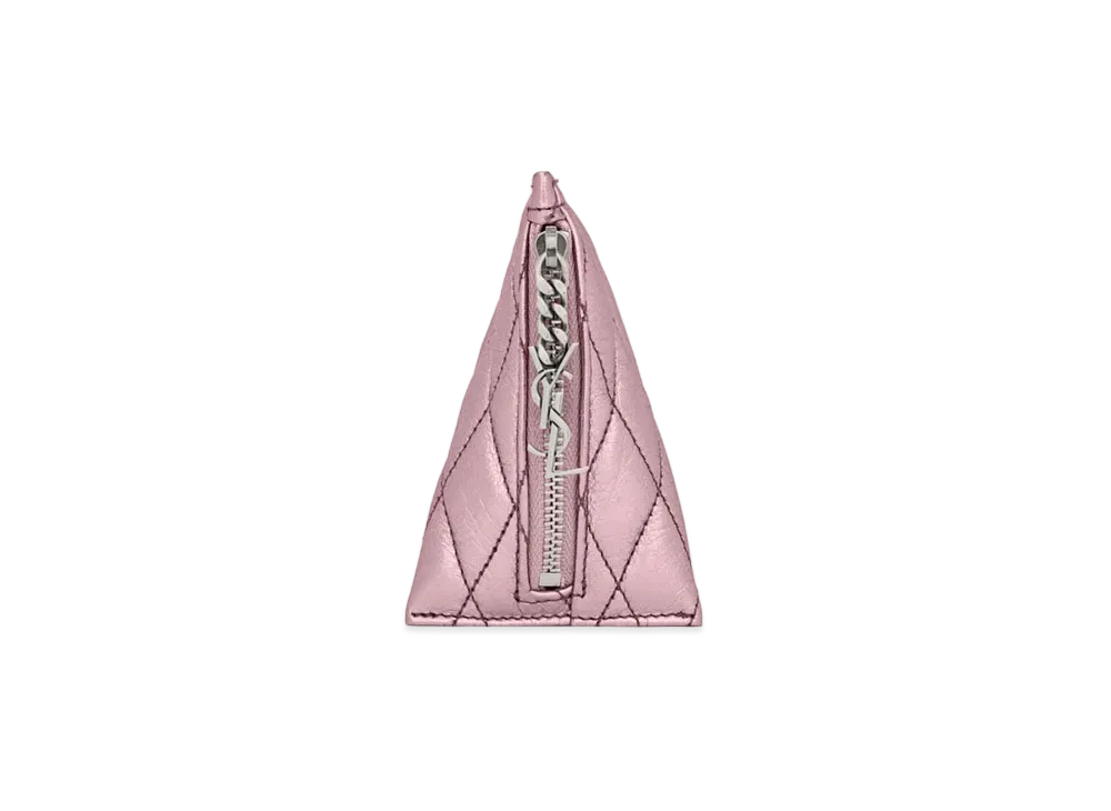 SAINT LAURENT Berlingo Charm In Quilted Lame Leather "Pink Gold"