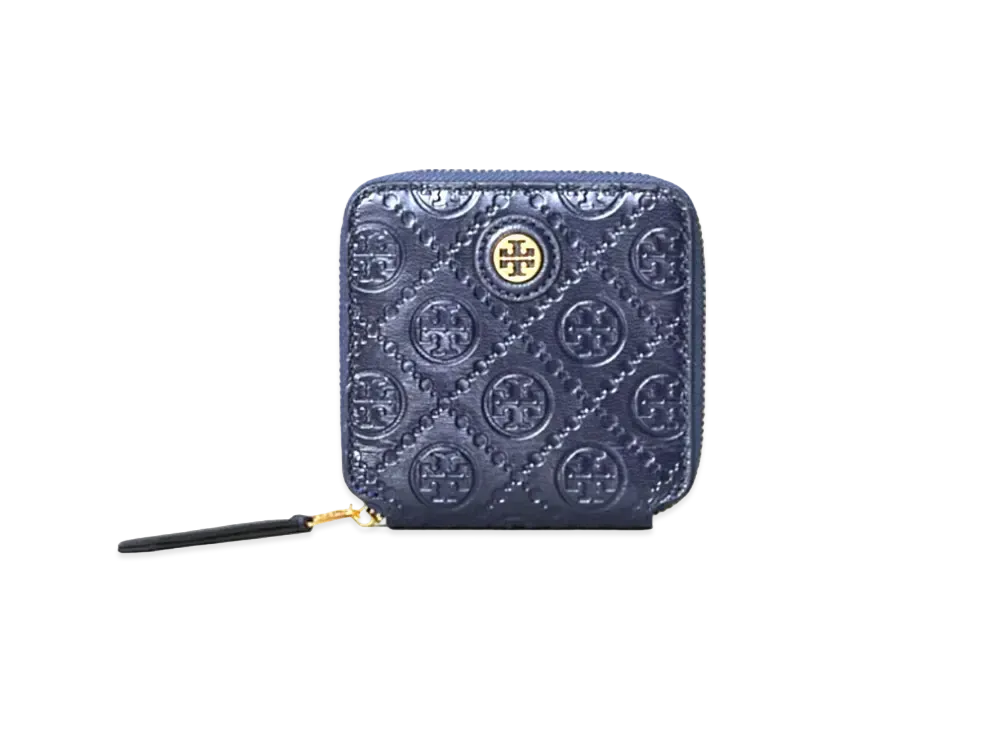 Tory Burch T Monogram Leather Bi-Fold Wallet "Navy"