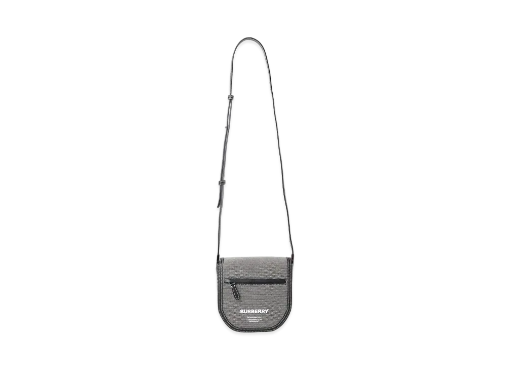 Burberry Mini Horse Ferry Print Cotton Olympia Cross Body Bag "Black Grey"
