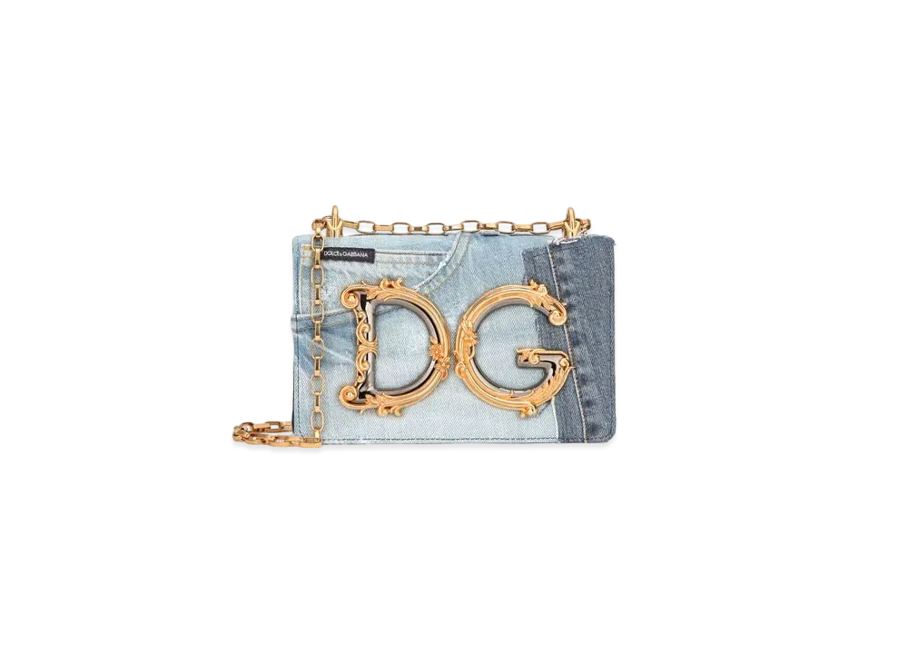 【DOLCE&GABBANA】DG GIRLS デニムパッチワーク カーフスキン ドルチェ＆ガッバーナ DG ガールズ バッグ デニム パッチワーク