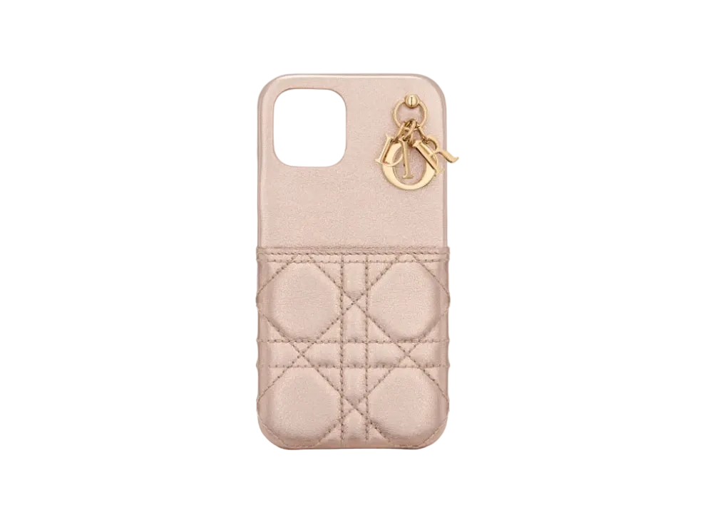 Dior Lady Dior iPhone 12 & 12 Pro Case Cannage Grained Calfskin "Metallic Gold"