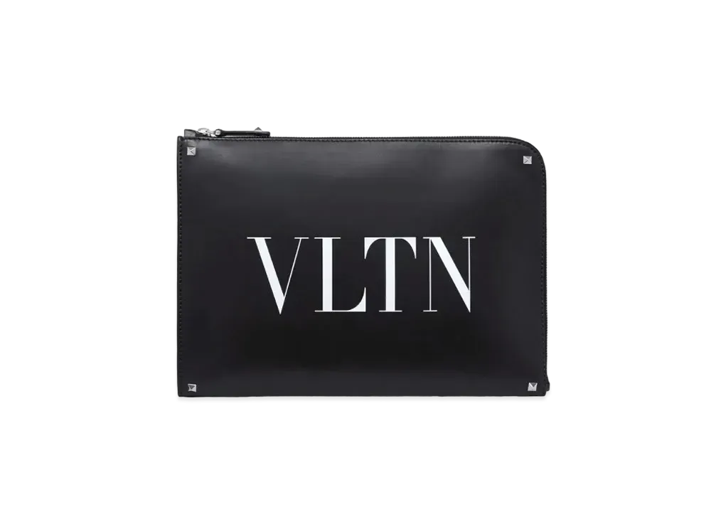 Valentino VLTN Leather Document Holder "Black/White"