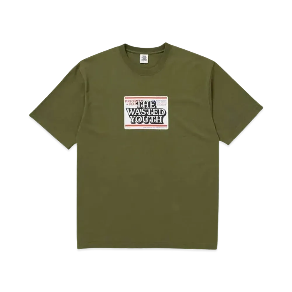 BlackEyePatch x Wasted Youth PRIORITY LABEL TEE "Olive" / VERDY