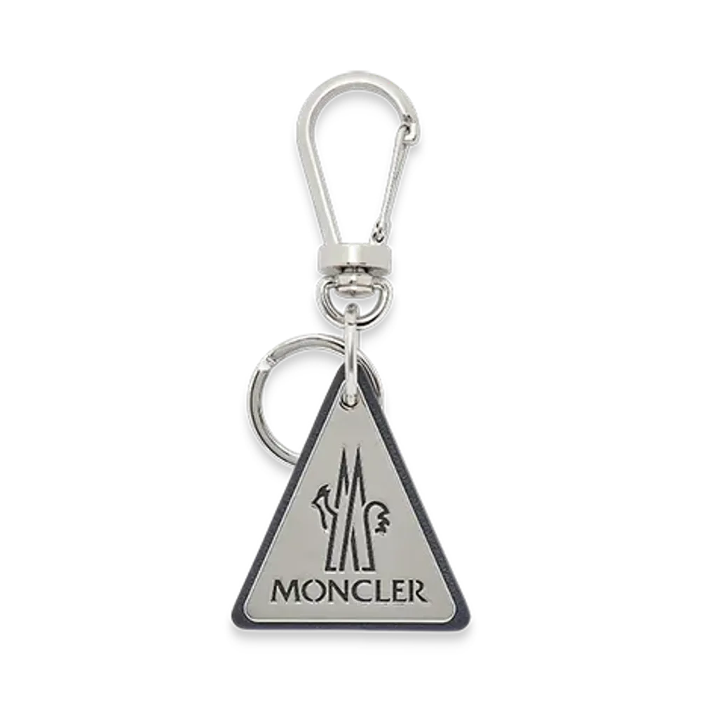 MONCLER Logo Leather Key Ring "Silver"