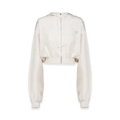 PRADA Women's Silk Twill Blouson Jacket "Ivory"