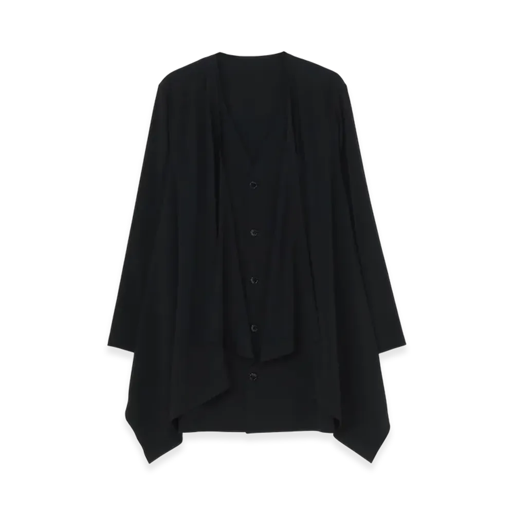 Ground Y Silicon Jersey+ Crepe De Chine Front Double Flounce T-Shirt "Black"