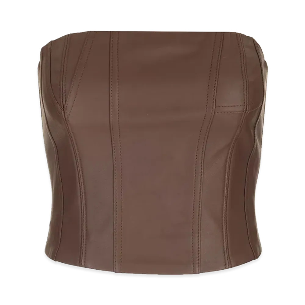 AMIRI Women's Leather Bustier "Brown"