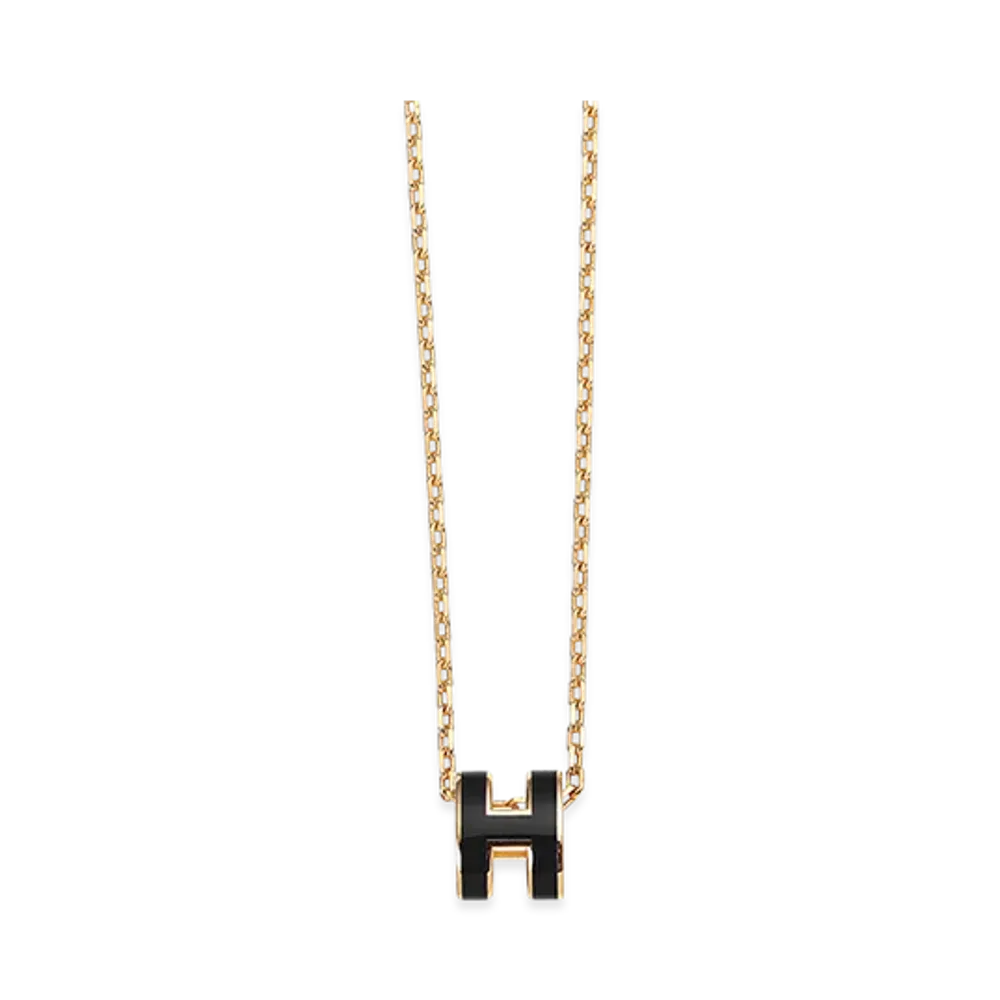 Hermes Mini Pop H Pendant "Black/Gold"
