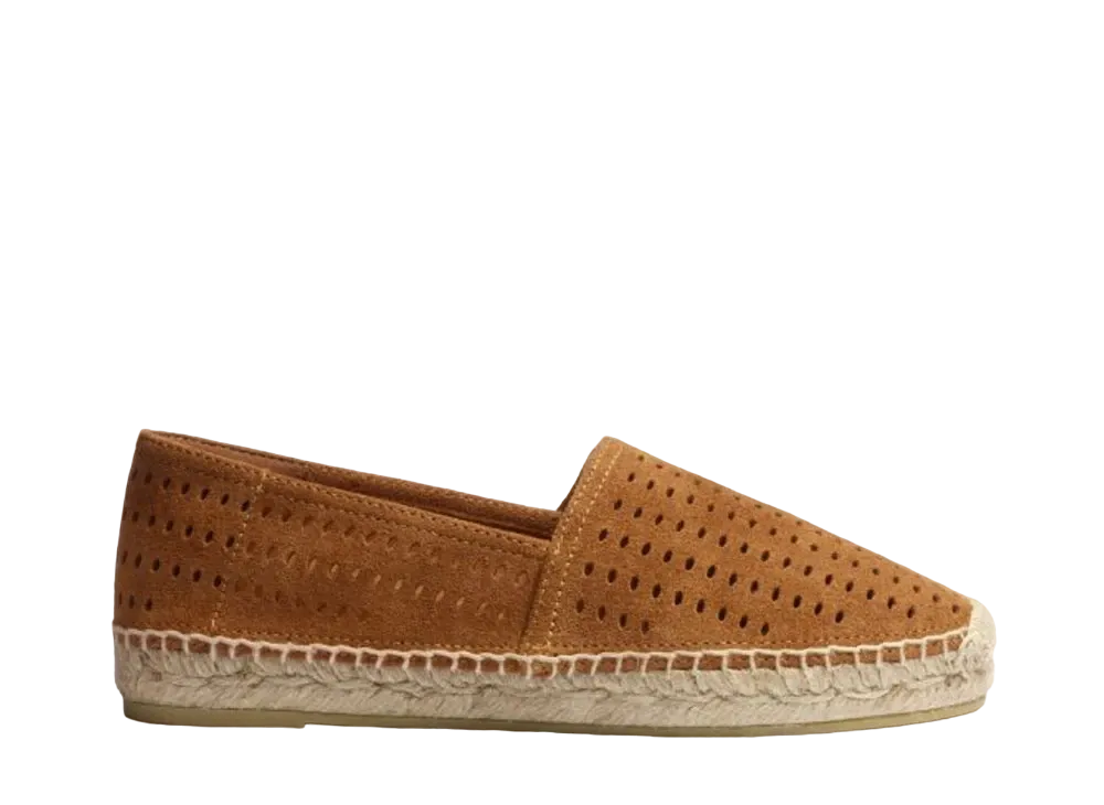 J.M.Weston Women's Espadrille Wait and Sea #933 Suede "Beachnut" 14F7GDC93358 Rubber Sole