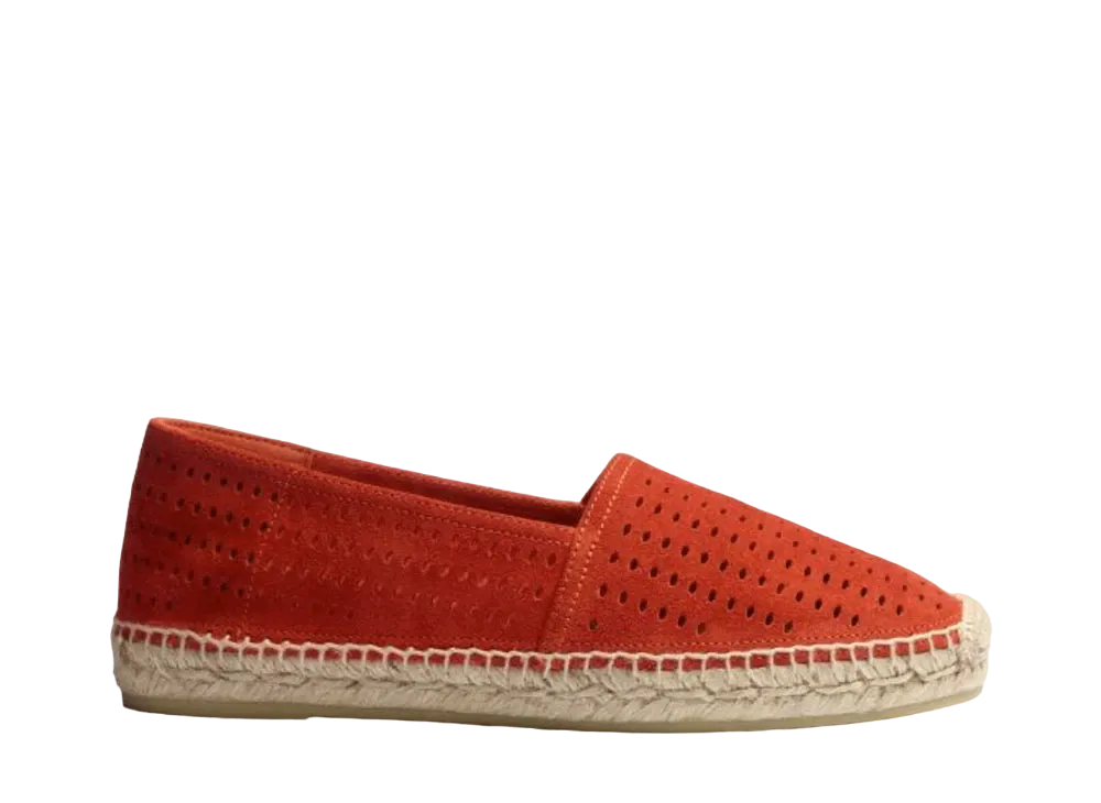 J.M.Weston Women's Espadrille Wait and Sea #933 Suede "Orange" 14F7GDD93358 Rubber Sole