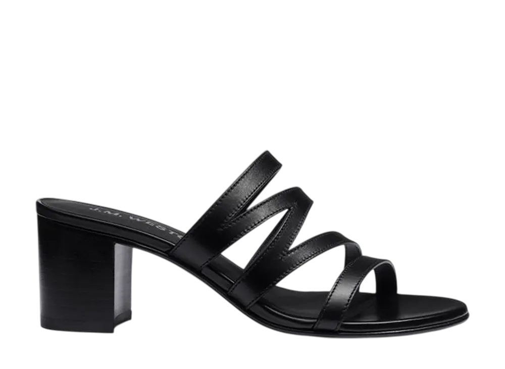 J.M.Weston Women's 5.5Cm Heeled Double V Mule #967 "Black Soft Calf"
