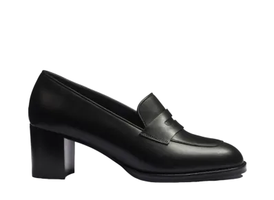 J.M.Weston Women's 5.5cm Heeled Loafer #940 D "Black" 14FMEYH94063 Half Rubber Leather Sole