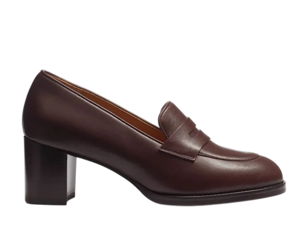 J.M.Weston Women's 5.5Cm Heeled Loafer #940 "Burgundy Soft Calf"
