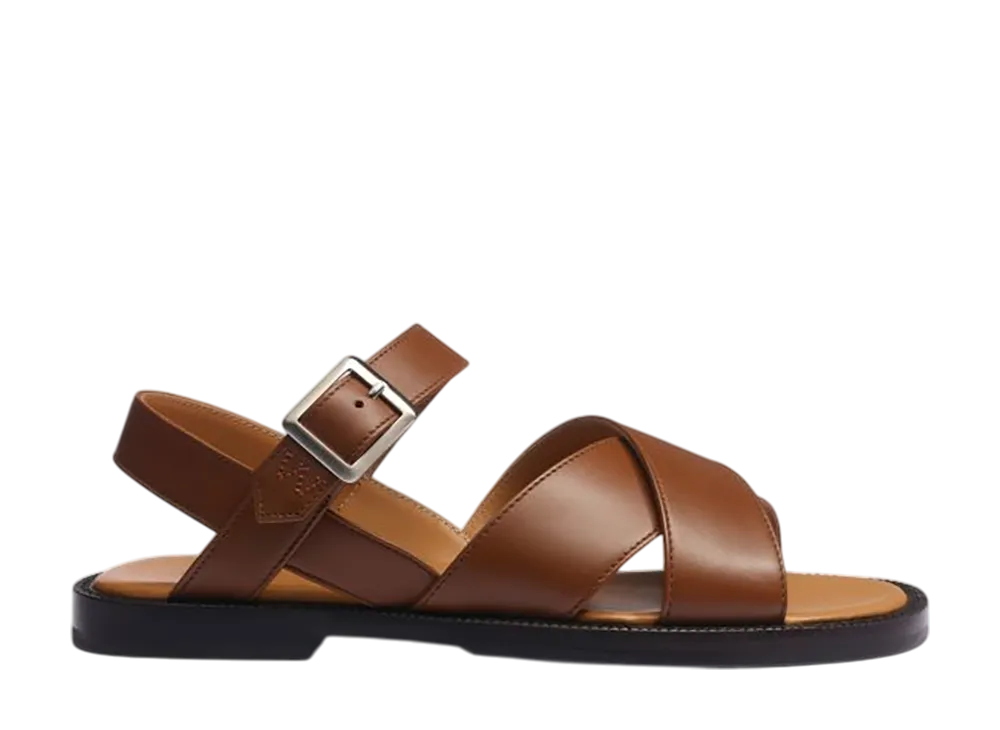 J.M.Weston Women's Double V Strap Sandal #959 "Tan Soft Calf"