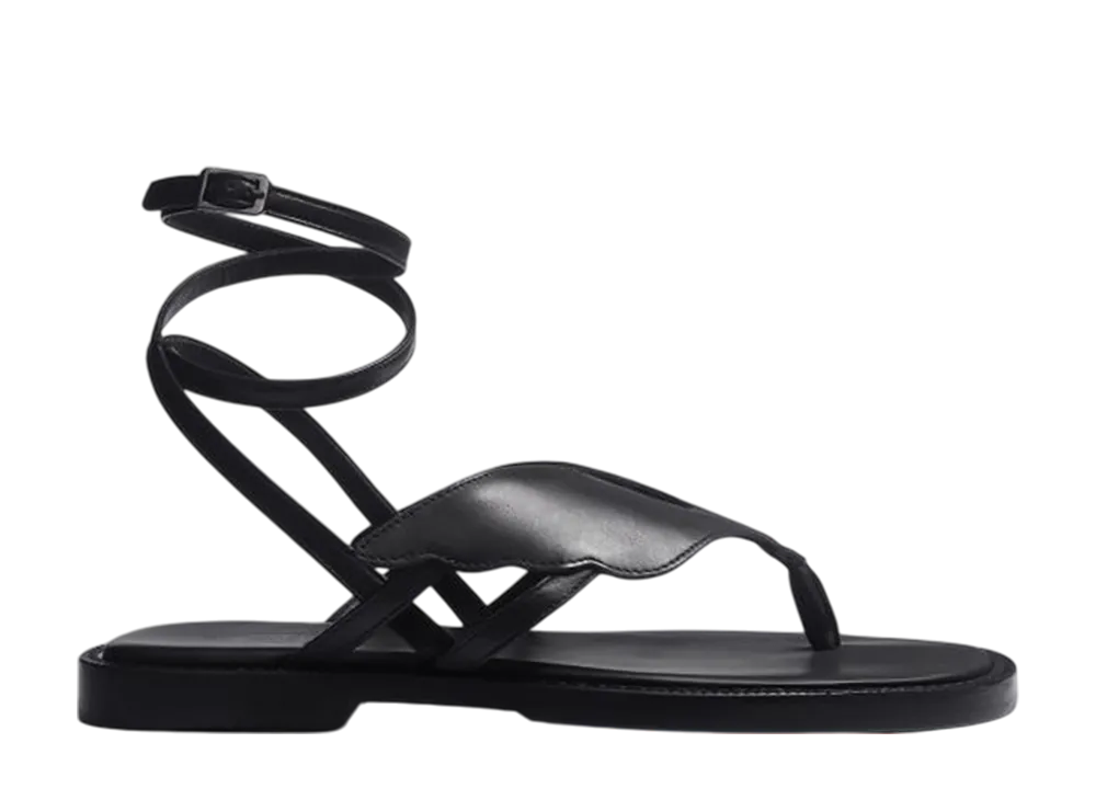 J.M.Weston Women's Winged Sandle #960 "Black Soft Calfskin"