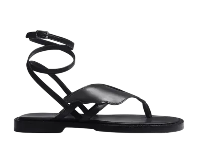 J.M.Weston Women's Winged Sandle #960 "Black Soft Calfskin"