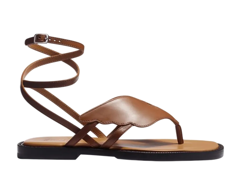 J.M.Weston Women's Winged Sandal #960 "Tan Brown Soft Calfskin"