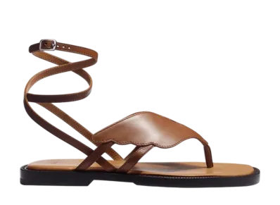 J.M.Weston Women's Winged Sandal #960 "Tan Brown Soft Calfskin"
