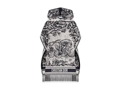 Dior Women's Toile De Jouy Sauvage Hooded Poncho Cotton "White/Blue"