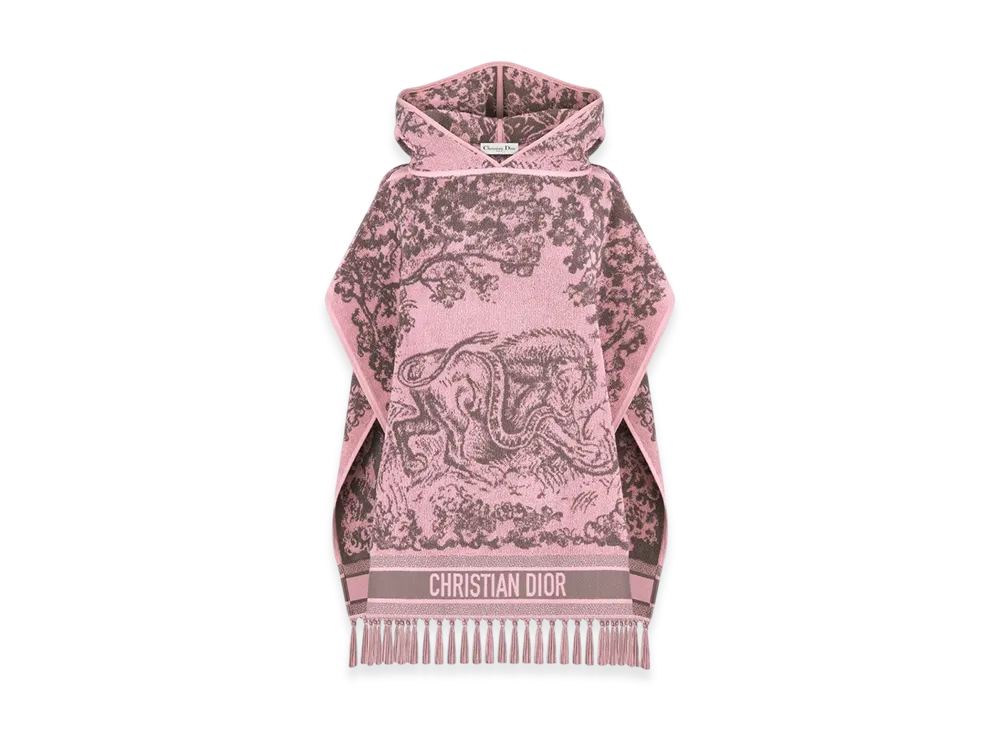 Dior Women's Toile De Jouy Sauvage Hooded Poncho Cotton "Pink/Gray"