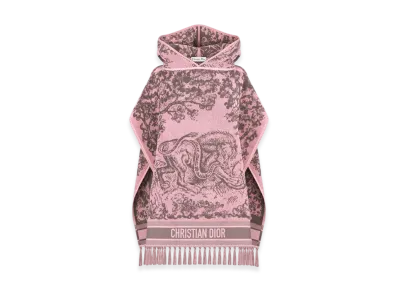 Dior Women's Toile De Jouy Sauvage Hooded Poncho Cotton "Pink/Gray"