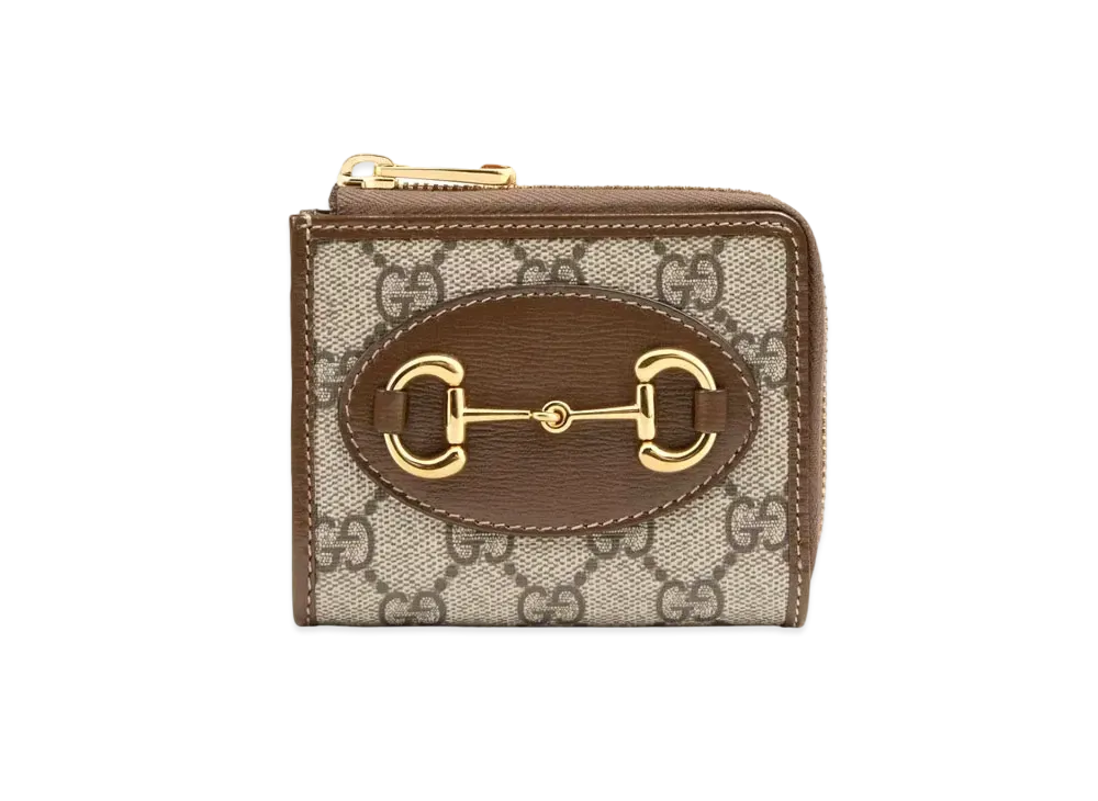 GUCCI Horsebit 1955 Zip Around Wallet "GG Supreme Canvas/Brown"