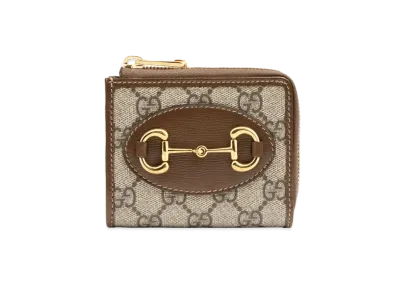GUCCI Horsebit 1955 Zip Around Wallet "GG Supreme Canvas/Brown"