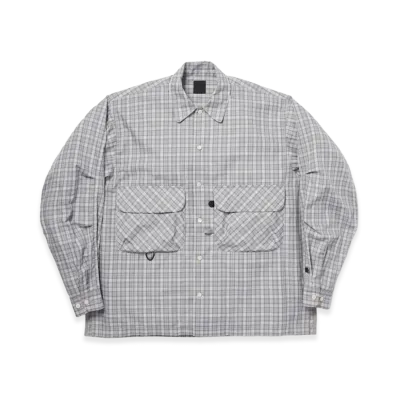 DAIWA PIER39 Tech Sports Open Collar Shirt L/S Gren Plaid "Light Gray"