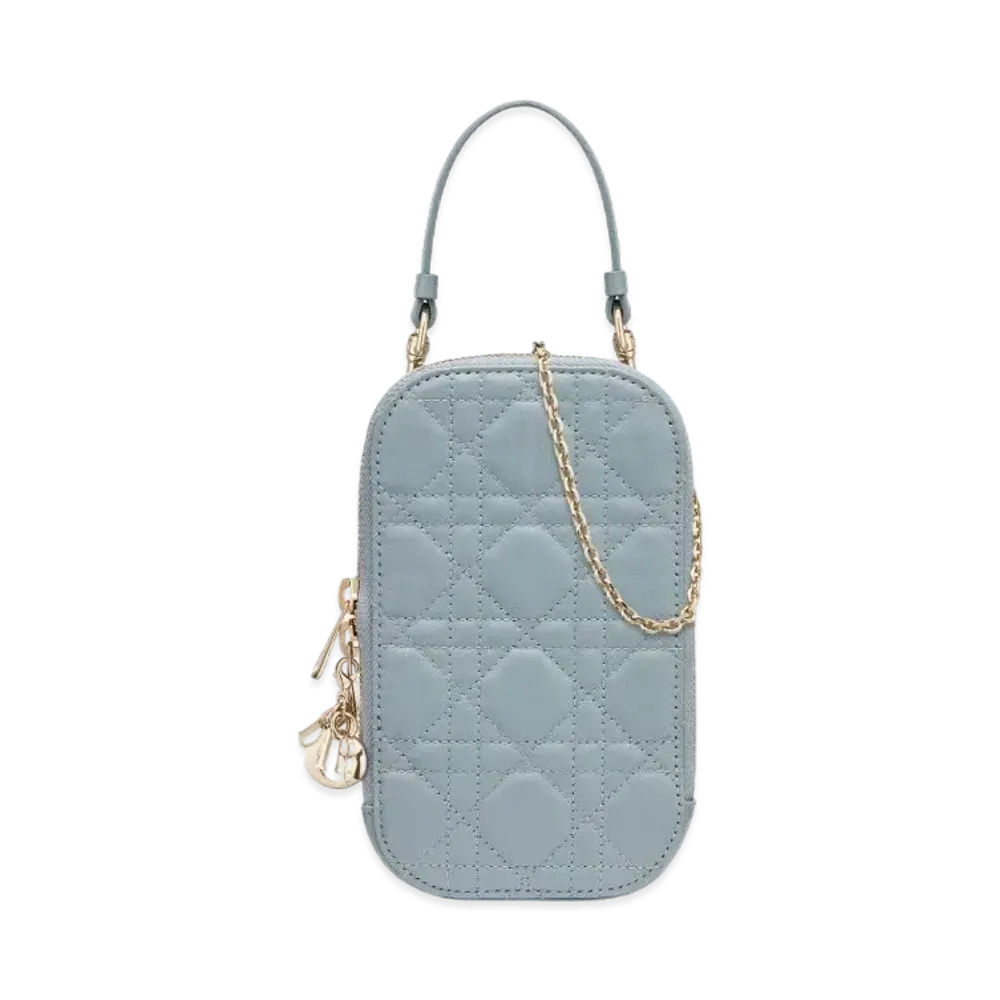 Dior Lady Phone Holder Cannage Lambskin "Cloud Blue"